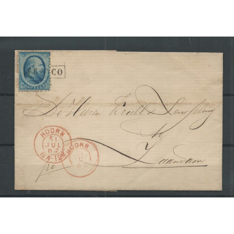 Nederland 4 op brief HOORN-ZAANDAM1867 VFU/gebr CV 100+ € Nederland 4 op brief HOORN-ZAANDAM1867 VFU/gebr CV 100+ €