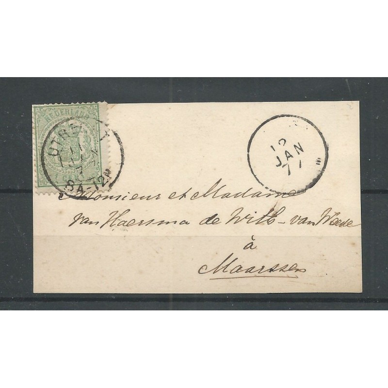 Nederland 15 met "UTRECHT 1877" tweeletter op kaartje VFU/gebr CV 10+++ € Nederland 15 met "UTRECHT 1877" tweeletter op kaartje VFU/gebr CV 10+++ €