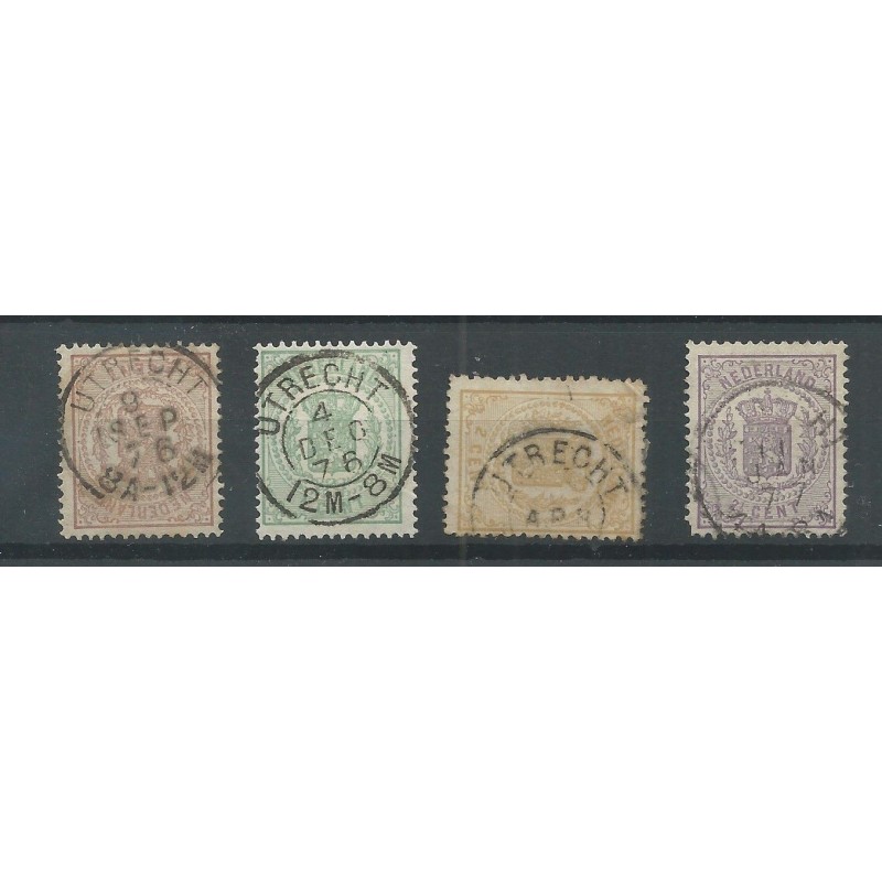 Nederland 13, 15, 17, 18 met "UTRECHT 1877" tweeletter VFU/gebr CV 130+ € Nederland 13, 15, 17, 18 met "UTRECHT 1877" tweeletter VFU/gebr CV 130+ €