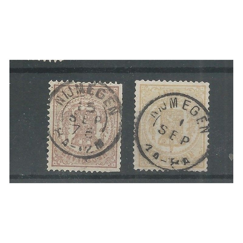 Nederland 13, 17 met "NIJMEGEN 1876" tweeletter VFU/gebr CV 40+ € Nederland 13, 17 met "NIJMEGEN 1876" tweeletter VFU/gebr CV 40+ €