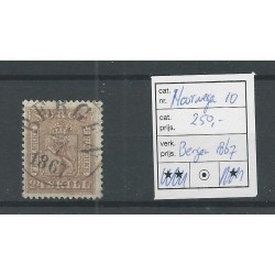 Noorwegen 10 Wappen met BERGEN 1867  VFU/gebr CV 250 €