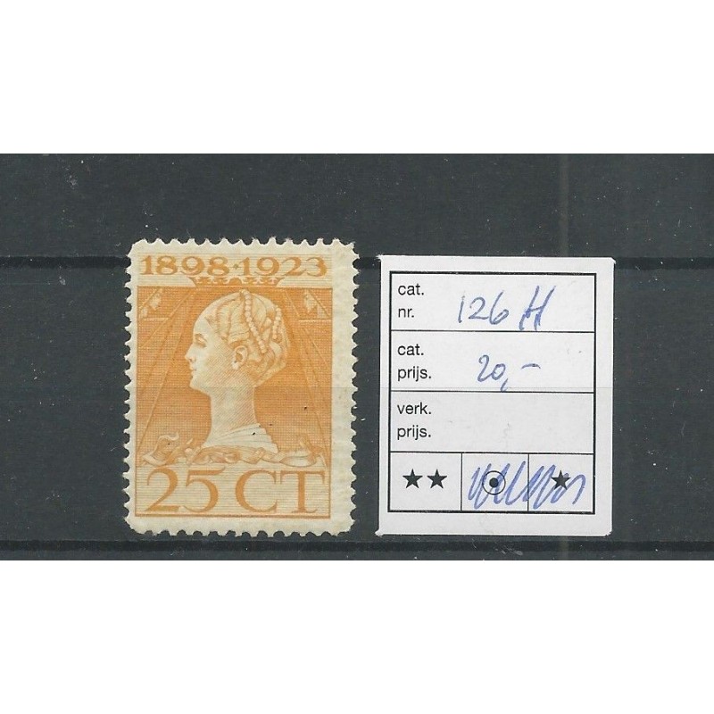 Nederland 126H Wilhelmina MNH/postfris CV 20 € Nederland 126H Wilhelmina MNH/postfris CV 20 €