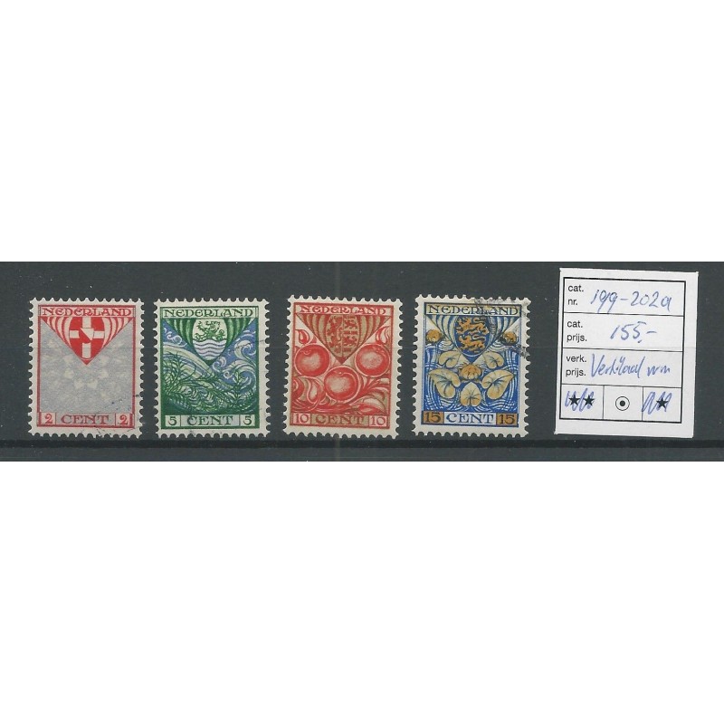 Nederland 199a-202a  met vertikaal wm VFU/gebr  CV 155 €
