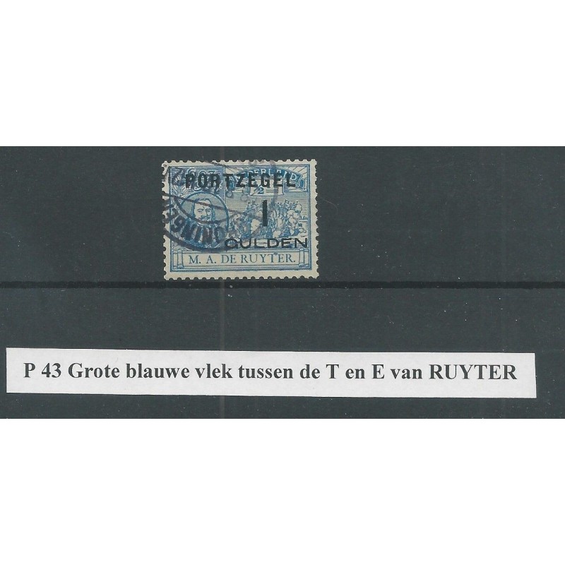 Nederland P43 met "BLAUWE VLEK" tussen T en E VFU/gebr CV 85++ € Nederland P43 met "BLAUWE VLEK" tussen T en E VFU/gebr CV 85++ €