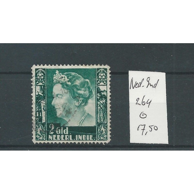 Ned. INDIE 264 Wilhelmina 2 Gld VFU/gebr CV 17,5 € Ned. INDIE 264 Wilhelmina 2 Gld VFU/gebr CV 17,5 €