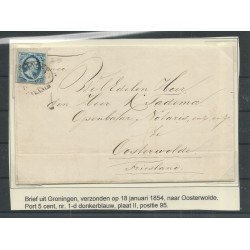 Nederland 1d  plt II-95  op brief GRONINGEN-Oosterwolde CV 275 €
