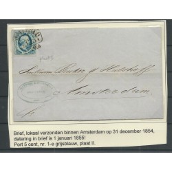 Nederland 1e  plt III  op brief lokaal binnen AMSTERDAM   CV 270 €