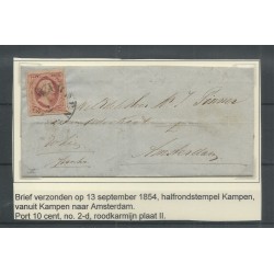 Nederland 2d  plt II  op brief KAMPEN-Amsterdam  CV 200+ €