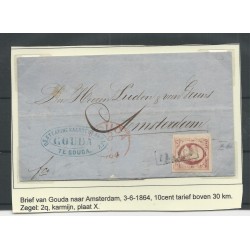 Nederland 2q  plt X-66  randzegel op brief Gouda-Amsterdam CV 135+ €