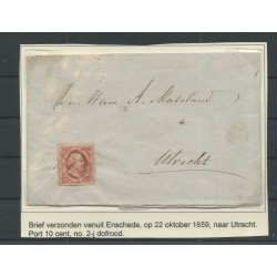 Nederland 2j  plt V op brief ENSCHEDE-Utrecht   CV 150 €