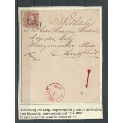 Nederland 2l  plt VI-16 op brief NORG-Maassluis  CV 200+ €