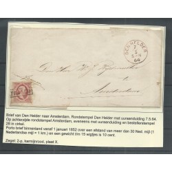Nederland 2p plt X  op brief Den Helder-AmsterdamCV 100+ €