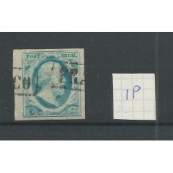 Nederland 1p plt V   groen-blauw VFU/gebr  CV 160 €
