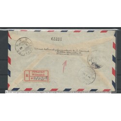 Suriname LP27-28 Rode Kruis op R-Brief Curacao en terug Suriname VFU/gebr  CV 100+ €