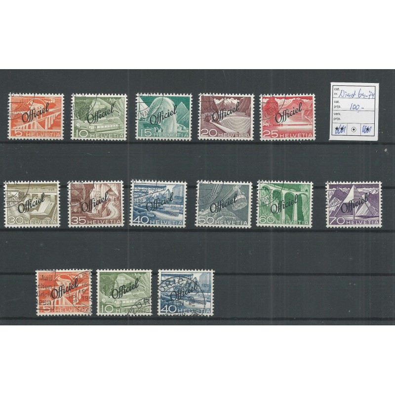 Zwitserland 64-74 DIENST 1950 VFU/gebr CV 100 € Zwitserland 64-74 DIENST 1950 VFU/gebr CV 100 €