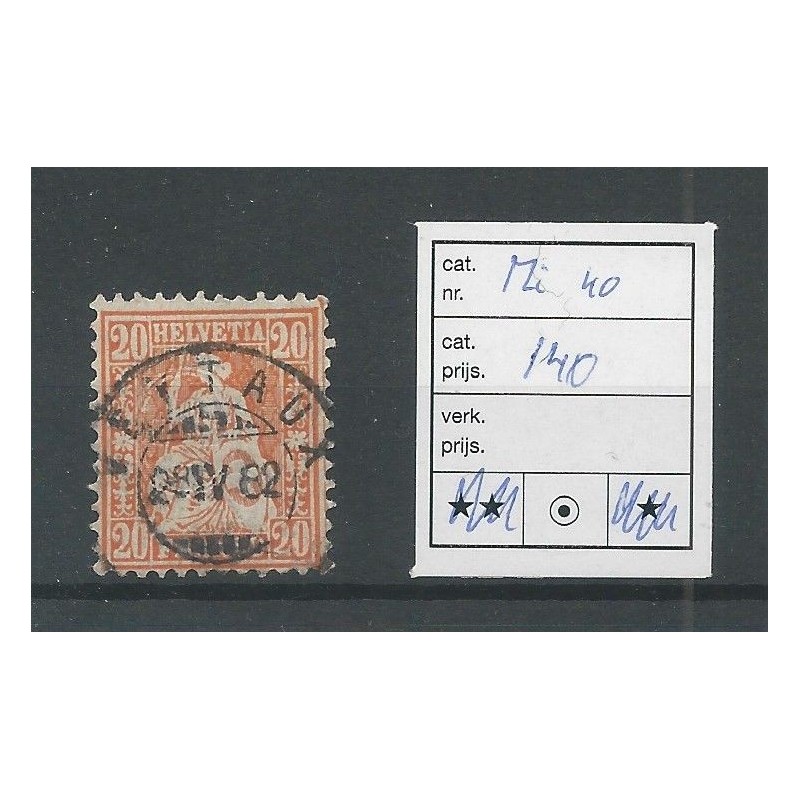Zwitserland 40 Sitzende Helvetia 20ct VFU/gebr CV 140 € Zwitserland 40 Sitzende Helvetia 20ct VFU/gebr CV 140 €