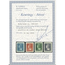 Nederland 346-349 Wilhelmina  MNH/postfris CV 455 € Certificaat !!
