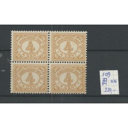 Ned. Indie 109 CIJFER 4ct in blok van 4 MNH/postfris  CV 220 €