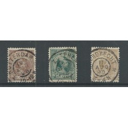 Nederland  36, 41, 43 met GROOTROND stempel VFU/gebr  CV  55+ €