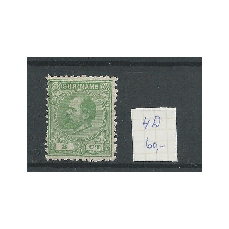 Suriname 4D Willem III MH/ongebr CV 60 € Suriname 4D Willem III MH/ongebr CV 60 €