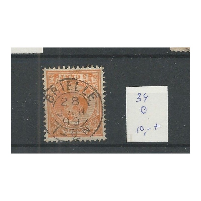 Nederland 34 met "BRIELLE 1899" kleinrond VFU/gebr CV 10++€ Nederland 34 met "BRIELLE 1899" kleinrond VFU/gebr CV 10++€