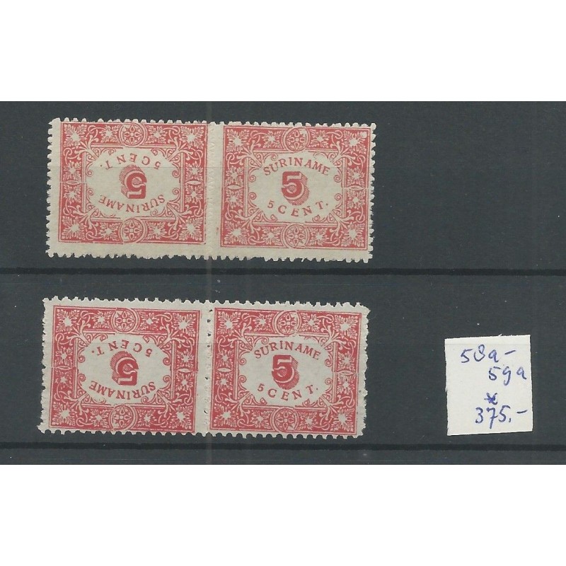 Suriname 58a/59a KEERDRUKKEN MH/ongebr CV 375 € Suriname 58a/59a KEERDRUKKEN MH/ongebr CV 375 €