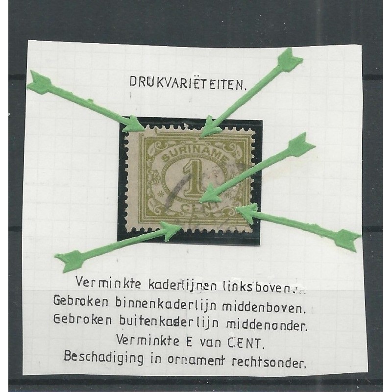 Suriname 70 Cijfer met drukvarieteiten VFU/gebr CV 25+ € Suriname 70 Cijfer met drukvarieteiten VFU/gebr CV 25+ €