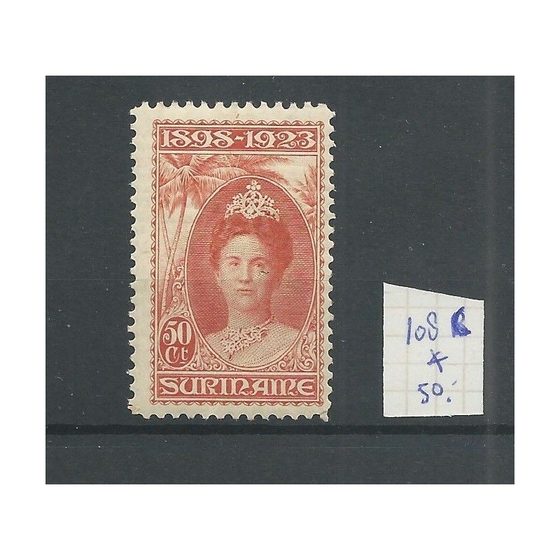 Suriname 107C Wilhelmina MH/ongebr CV 25 € Suriname 107C Wilhelmina MH/ongebr CV 25 €