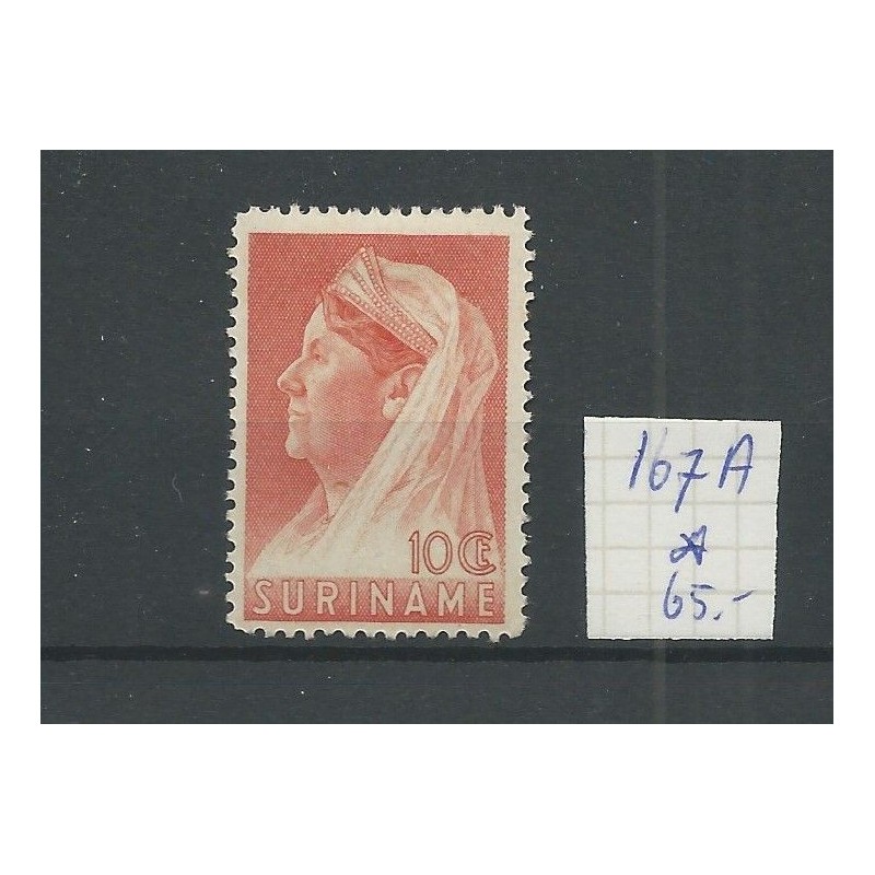 Suriname 167A Wilhelmina MH/ongebr CV 65 € Suriname 167A Wilhelmina MH/ongebr CV 65 €