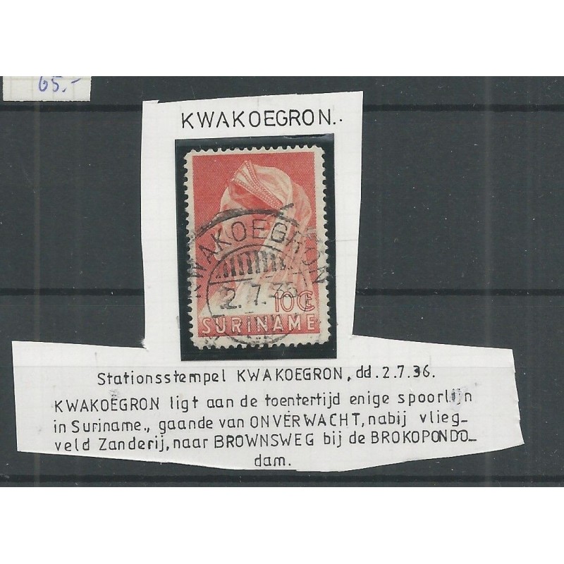 Suriname 167 met STATIONSSTEMPEL 1936 VFU/gebr CV ?? € Suriname 167 met STATIONSSTEMPEL 1936 VFU/gebr CV ?? €