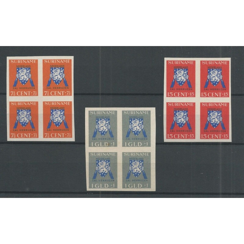 Suriname 197-199 Vrij Nederland PROEVEN in blok 4 MNH/postfris CV 280 € Suriname 197-199 Vrij Nederland PROEVEN in blok 4 MNH/postfris CV 280 €
