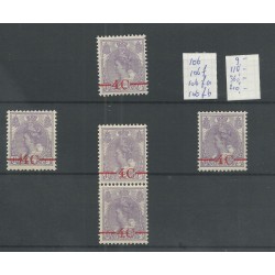 Nederland 106, 106f, 106fa, 106fb  Opruimingsuitgifte MH/ongebr  CV 689 €