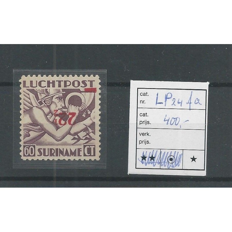 Suriname LP22fa Kopstaande opdruk Luchtpost MH/ongebr CV 400 € Suriname LP22fa Kopstaande opdruk Luchtpost MH/ongebr CV 400 €