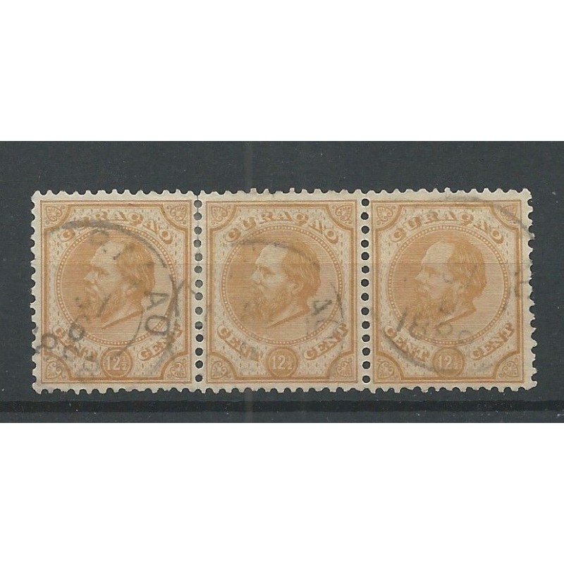 Curacao 5D Willem III in strip van 3 VFU/gebr CV 300 € Curacao 5D Willem III in strip van 3 VFU/gebr CV 300 €