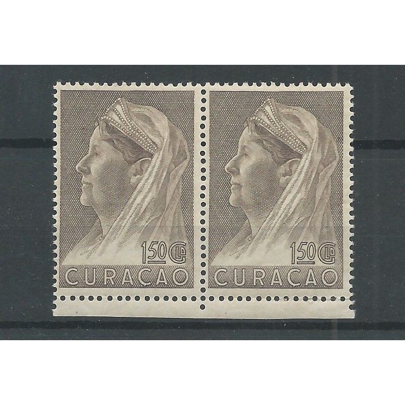 Curacao 136 Wilhelmina 1,5Gld paartje MNH/postfris CV 200 € PRACHT !! Curacao 136 Wilhelmina 1,5Gld paartje MNH/postfris CV 200 € PRACHT !!