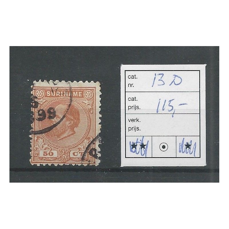 Suriname 13D Willem III 1873 VFU/gebr CV 115 € Suriname 13D Willem III 1873 VFU/gebr CV 115 €
