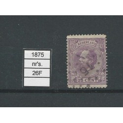 Nederland 26F  LANGE SLAG zegel  VFU/gebr CV 150 €  zeldzaam !!