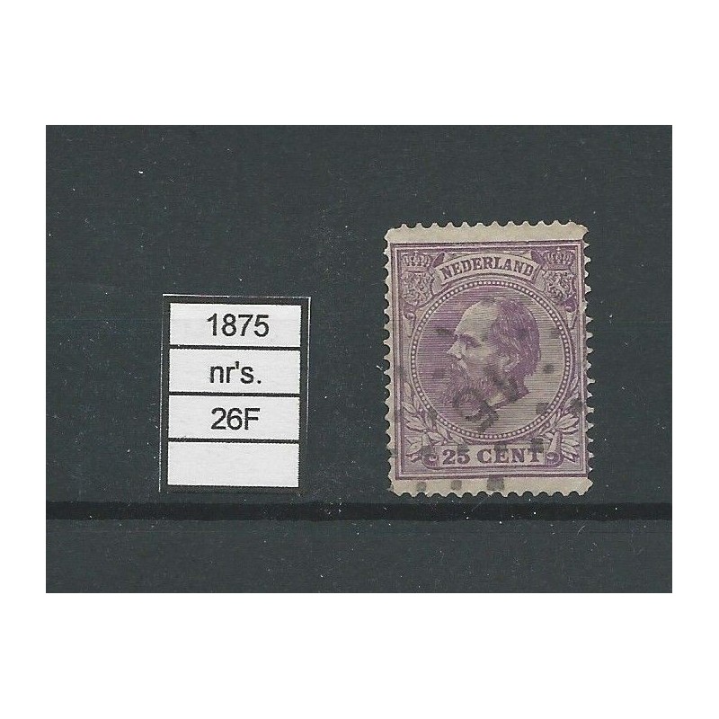 Nederland 26F LANGE SLAG zegel VFU/gebr CV 150 € zeldzaam !! Nederland 26F LANGE SLAG zegel VFU/gebr CV 150 € zeldzaam !!