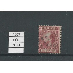 Nederland 8 II-B   Willem III 1867    VFU/gebr  CV  14 €