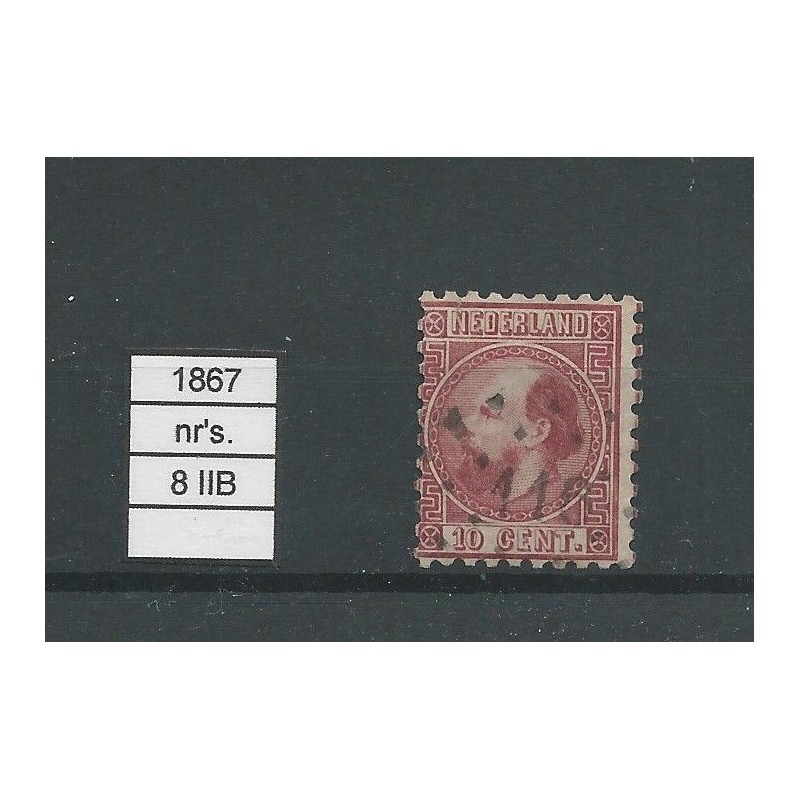 Nederland 8 II-B Willem III 1867 VFU/gebr CV 14 € Nederland 8 II-B Willem III 1867 VFU/gebr CV 14 €