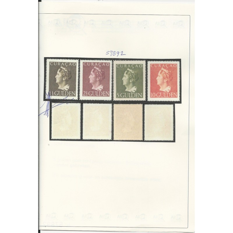 Curacao 178/181 Wilhelmina MNH/postfris CV 415 € Attest Vleeming Curacao 178/181 Wilhelmina MNH/postfris CV 415 € Attest Vleeming