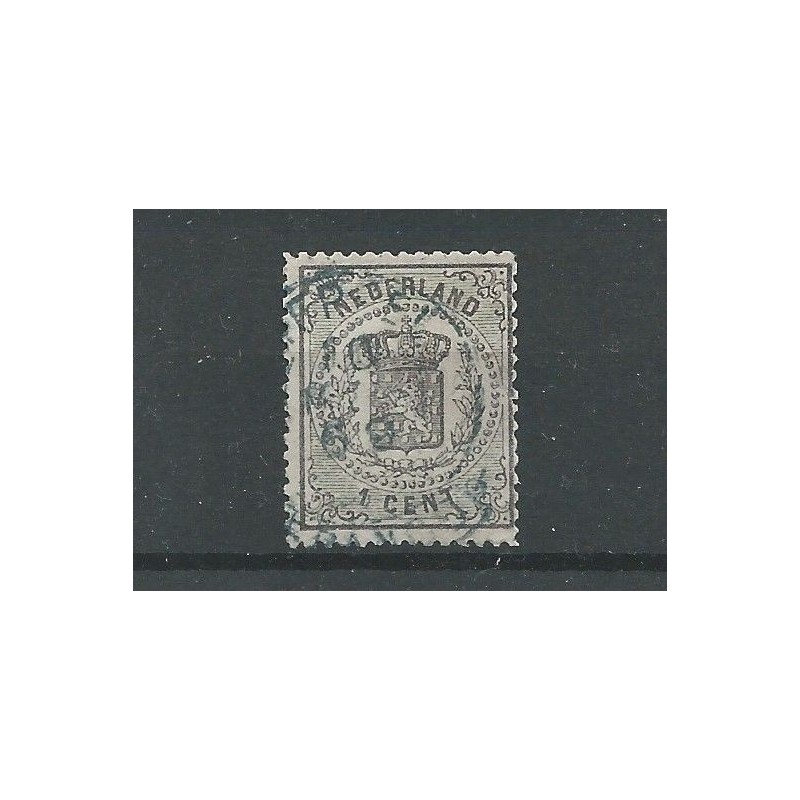 Nederland 14 met "UTRECHT 1869" franco-takje in blauw VFU/gebr CV 100++ € Nederland 14 met "UTRECHT 1869" franco-takje in blauw VFU/gebr CV 100++ €