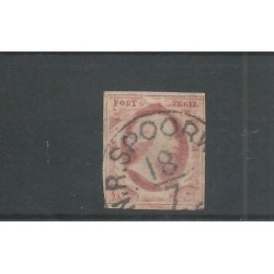 Nederland 2 met "N.R. SPOORWEG" grotesk Rondstempel VFU/gebr CV  500 €