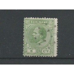 Suriname 3A Willem III 1873  stomp puntstempel VFU/gebr CV 17,5 €
