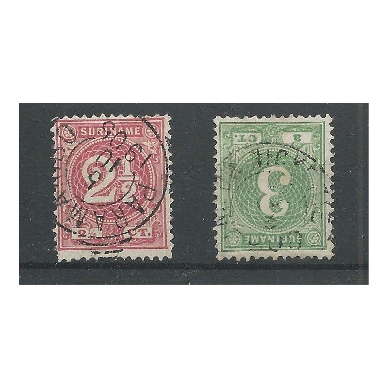 Suriname 18-19 Cijfer met STEMPELS VFU/gebr CV 10+ € Suriname 18-19 Cijfer met STEMPELS VFU/gebr CV 10+ €