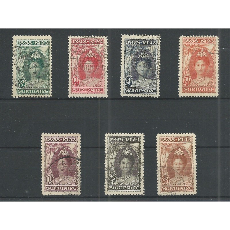 Suriname 104-110 Wilhelmina Jubileum VFU/gebr CV 636 € Suriname 104-110 Wilhelmina Jubileum VFU/gebr CV 636 €