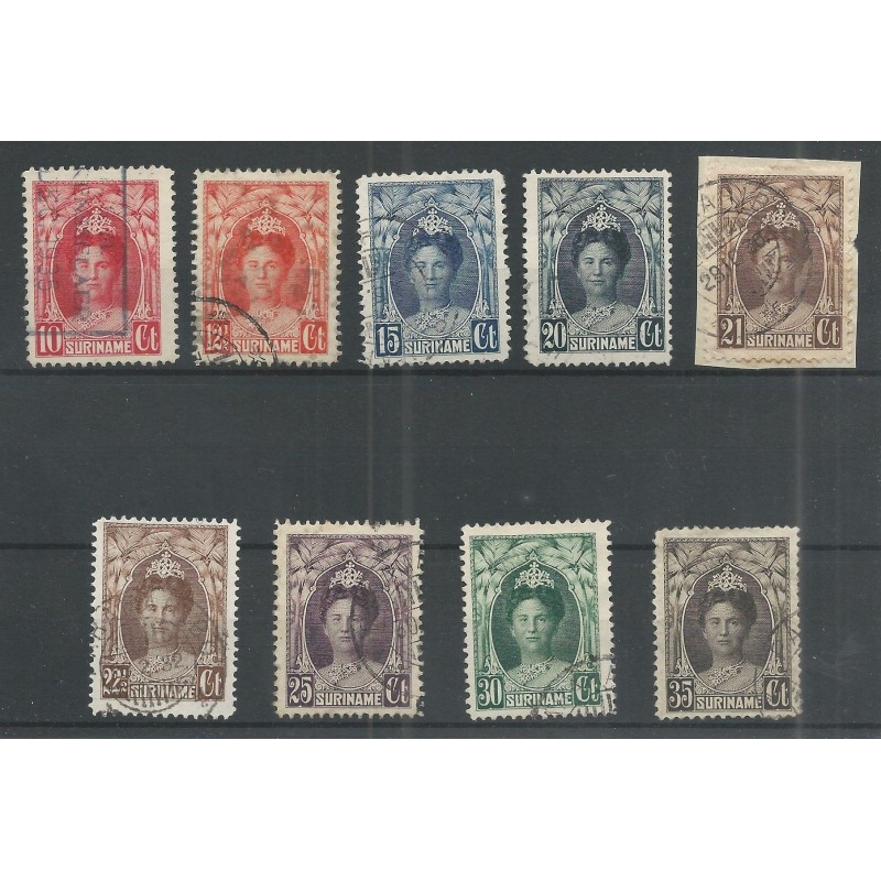 Suriname 118-126 Wilhelmina VFU/gebr CV 45 € Suriname 118-126 Wilhelmina VFU/gebr CV 45 €