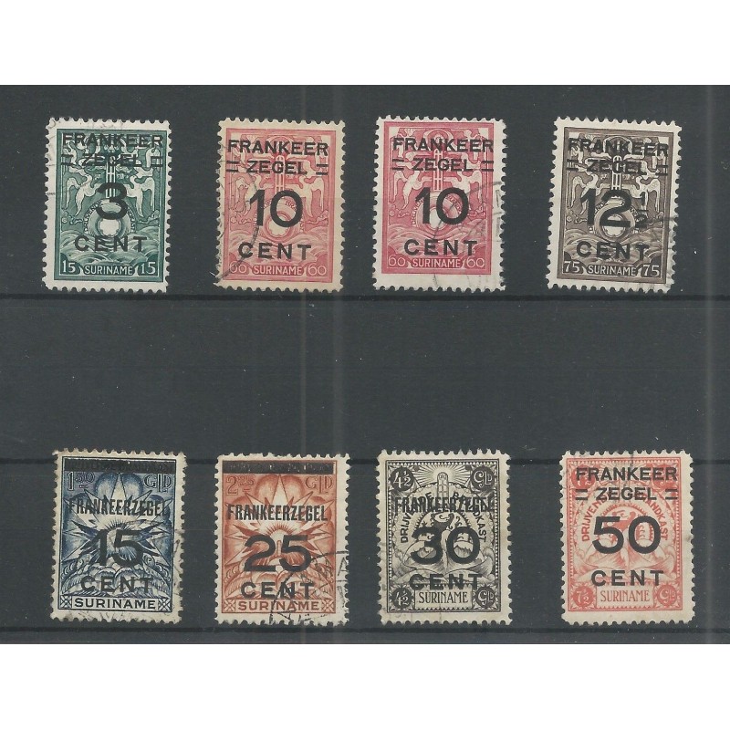 Suriname 130-136 Brandkastopdrukken VFU/gebr CV 30 € Suriname 130-136 Brandkastopdrukken VFU/gebr CV 30 €