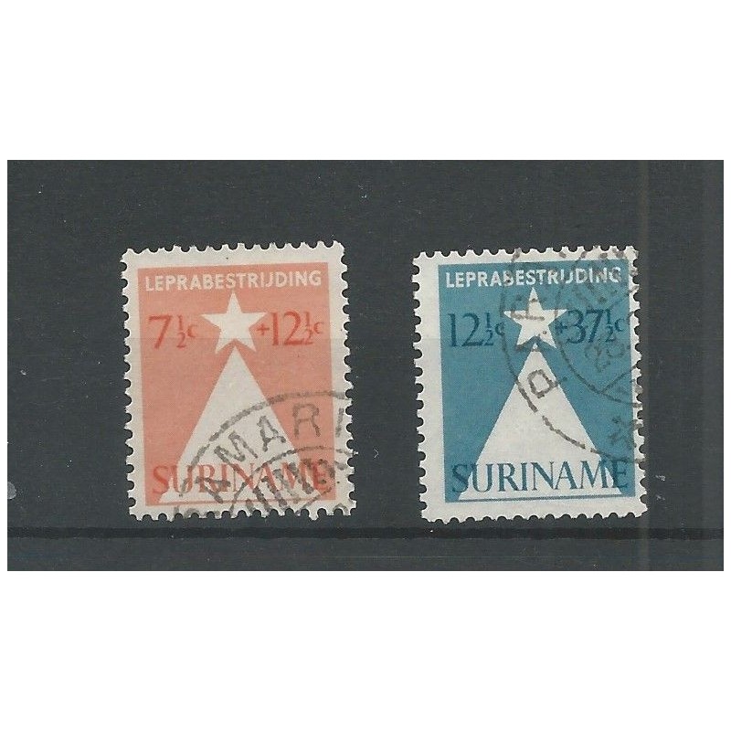 Suriname 247-248 Leprazegels VFU/gebr CV 8 € Suriname 247-248 Leprazegels VFU/gebr CV 8 €
