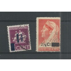 Suriname 245-246 Hulpuitgifte VFU/gebr  CV  2 €